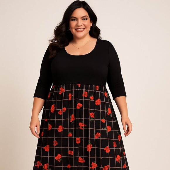 torrid Dresses & Skirts - Torrid Plaid Floral Dress | Size 3 (3X)